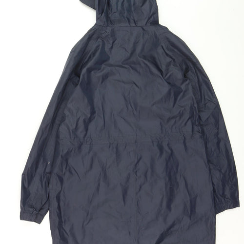 Joules Womens Navy Blue Waterproof Rain Coat Size 12 Hooded Long