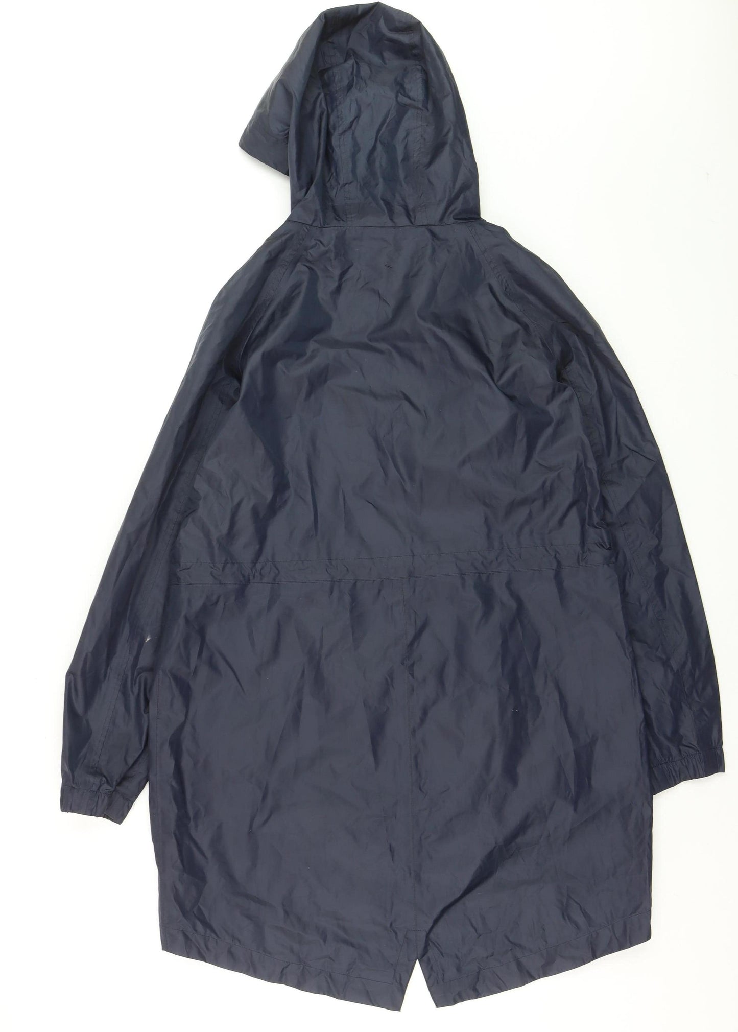 Joules Womens Navy Blue Waterproof Rain Coat Size 12 Hooded Long