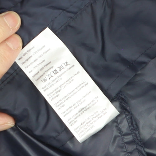 Joules Womens Navy Blue Waterproof Rain Coat Size 12 Hooded Long