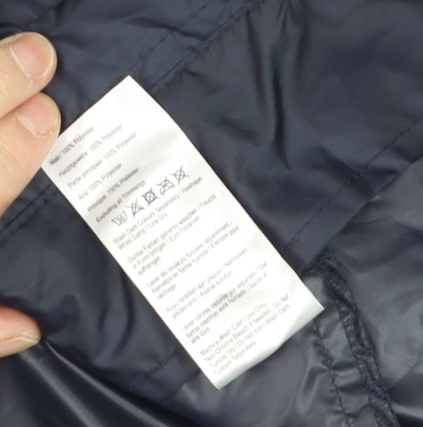 Joules Womens Navy Blue Waterproof Rain Coat Size 12 Hooded Long
