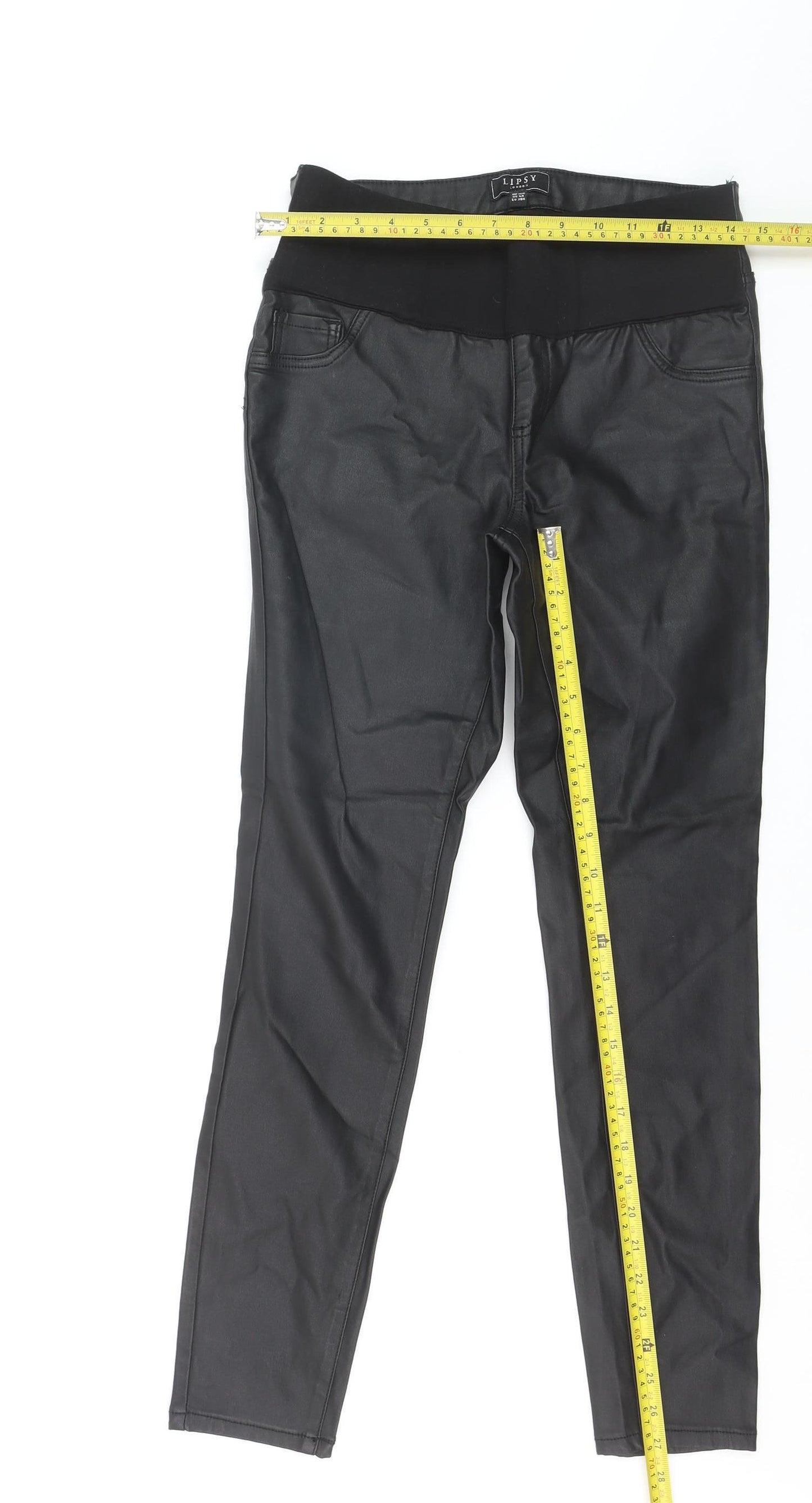 Lipsy London Women's Black Coated Jegging Style Leggings Size 10R
