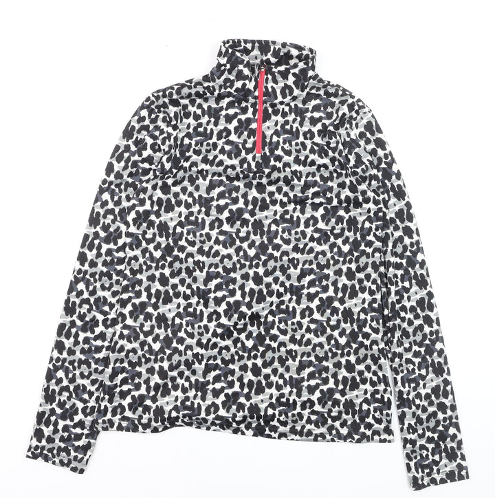 Crivit Women’s Grey Animal Print 1/4 Zip Pullover Sweatshirt Size 12