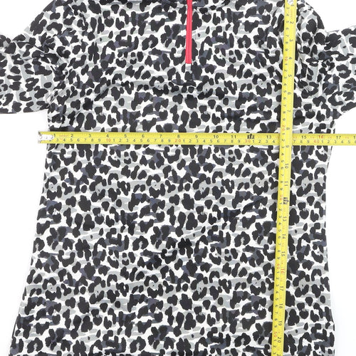 Crivit Women’s Grey Animal Print 1/4 Zip Pullover Sweatshirt Size 12