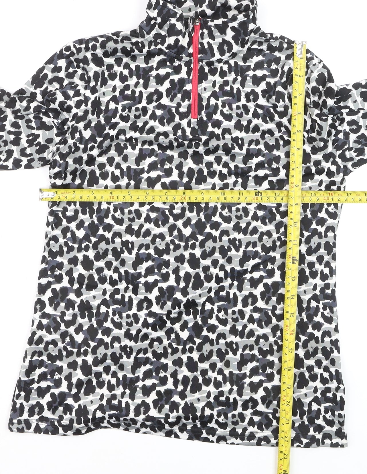 Crivit Women’s Grey Animal Print 1/4 Zip Pullover Sweatshirt Size 12