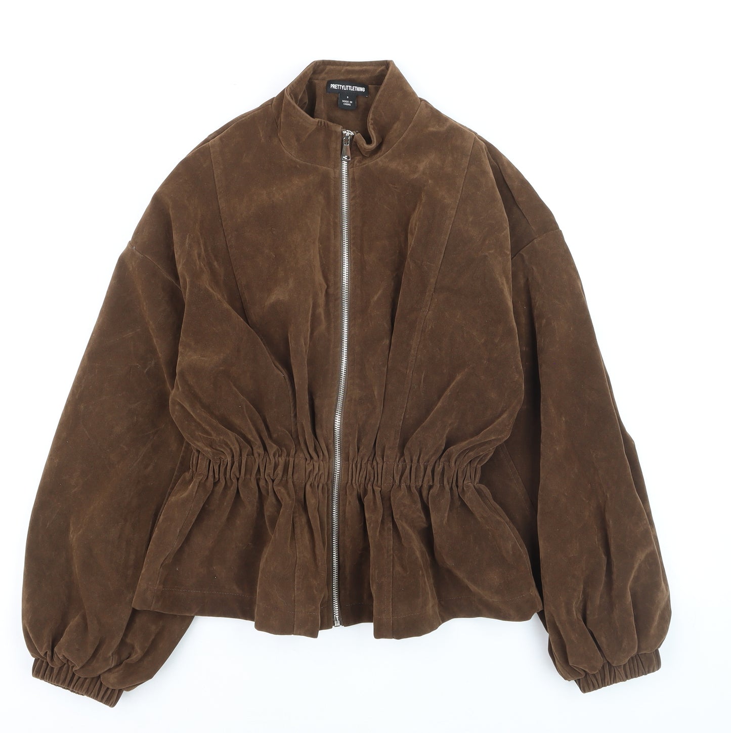 PrettyLittleThing Womens Brown Bomber Jacket Size S Relaxed Fit