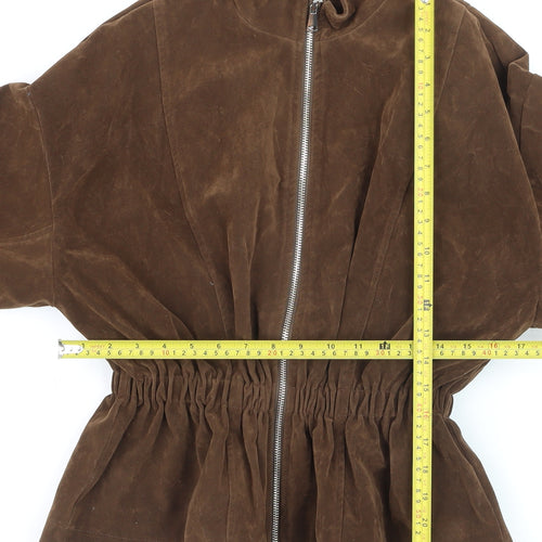 PrettyLittleThing Womens Brown Bomber Jacket Size S Relaxed Fit