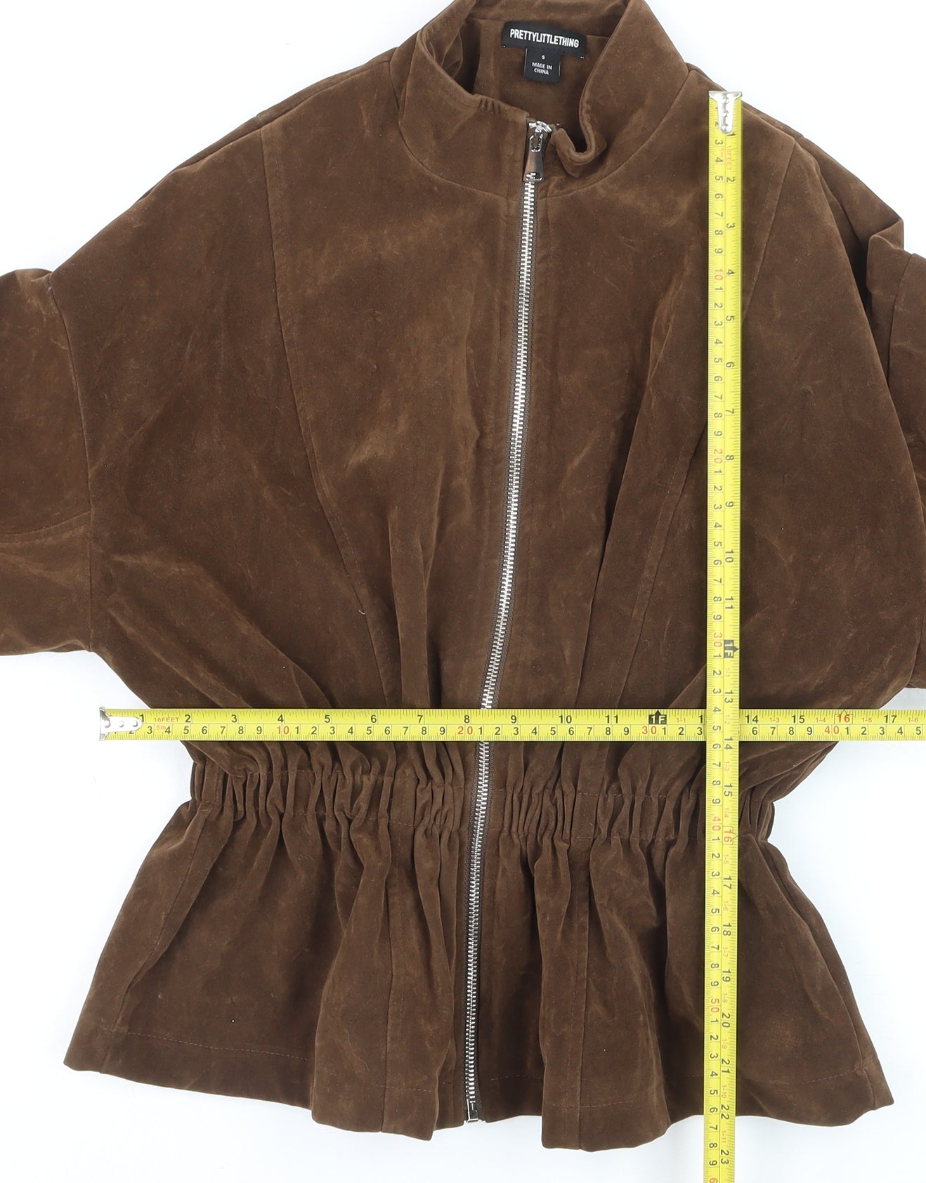 PrettyLittleThing Womens Brown Bomber Jacket Size S Relaxed Fit