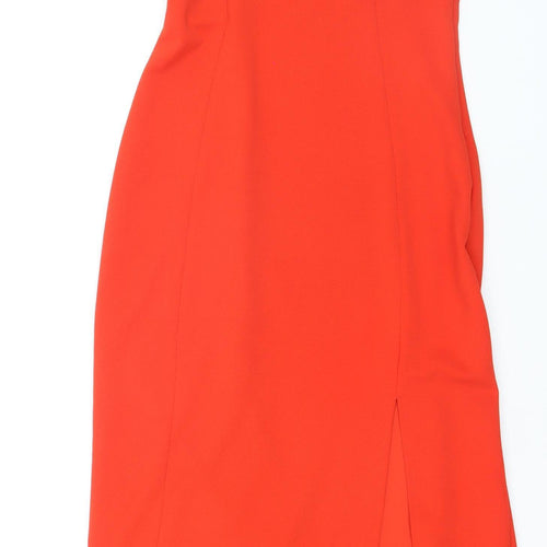 ZARA Women Red Bodycon Knee Length Sleeveless Zip Dress Size 12