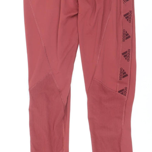 Adidas Women’s Red AEROREADY Leggings S 8-10 Breathable Tight Fit
