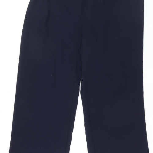 ELVI Women's Blue Wide-Leg Crepe Trousers Size 16