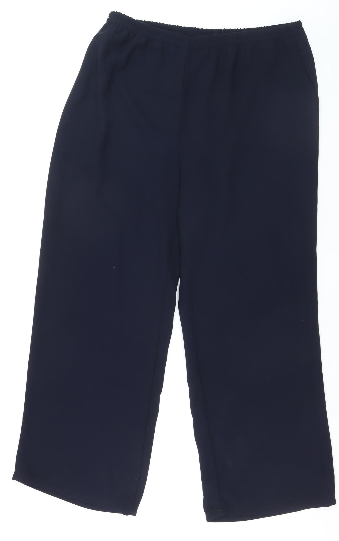 ELVI Women's Blue Wide-Leg Crepe Trousers Size 16