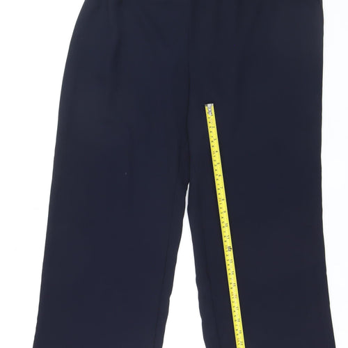 ELVI Women's Blue Wide-Leg Crepe Trousers Size 16