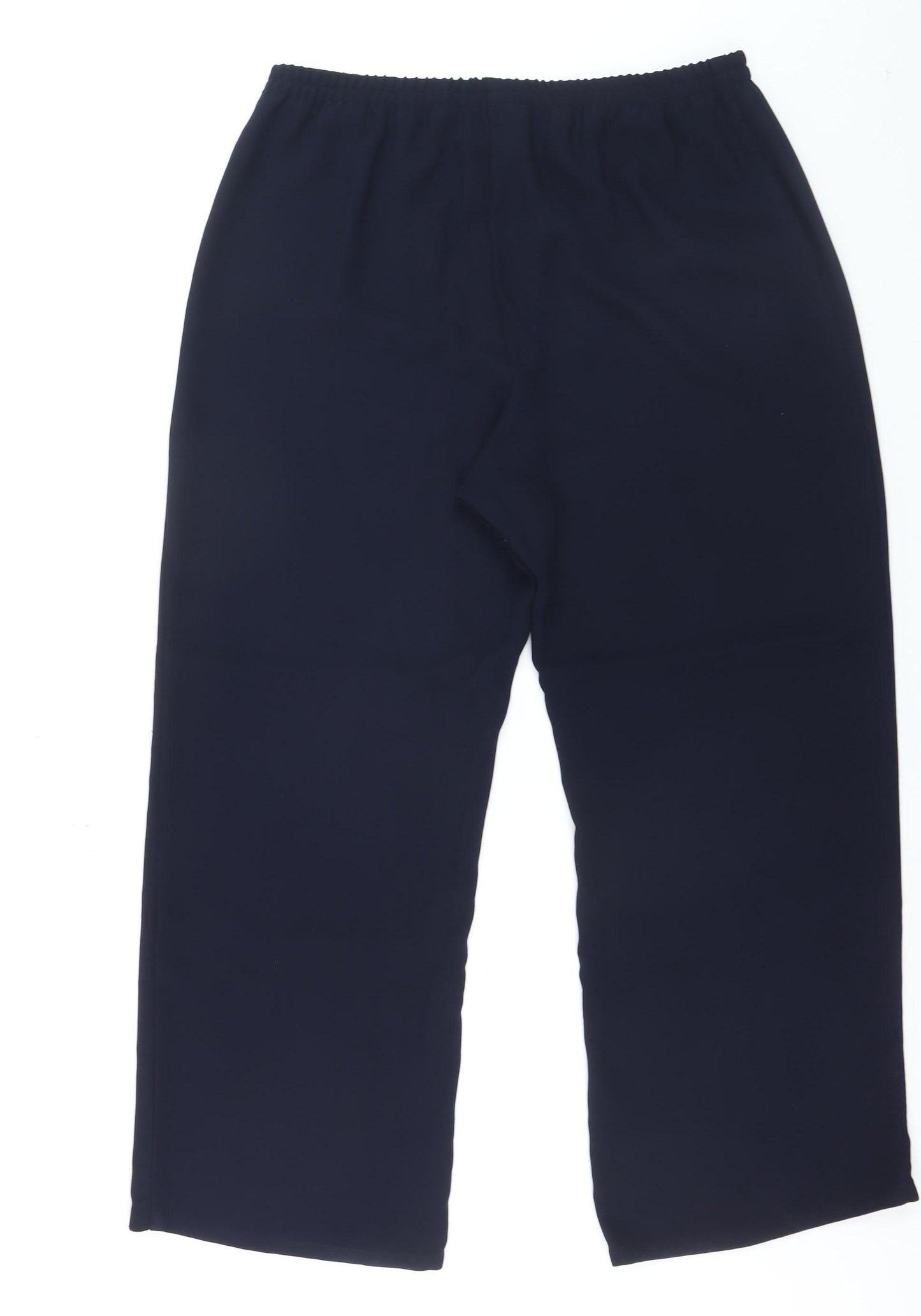 ELVI Women's Blue Wide-Leg Crepe Trousers Size 16