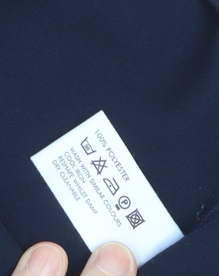 ELVI Women's Blue Wide-Leg Crepe Trousers Size 16
