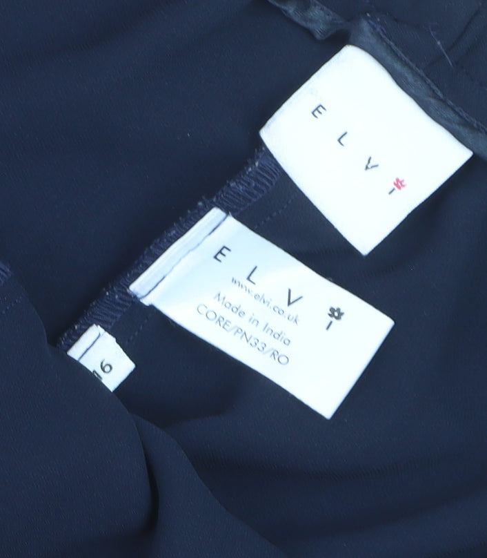 ELVI Women's Blue Wide-Leg Crepe Trousers Size 16
