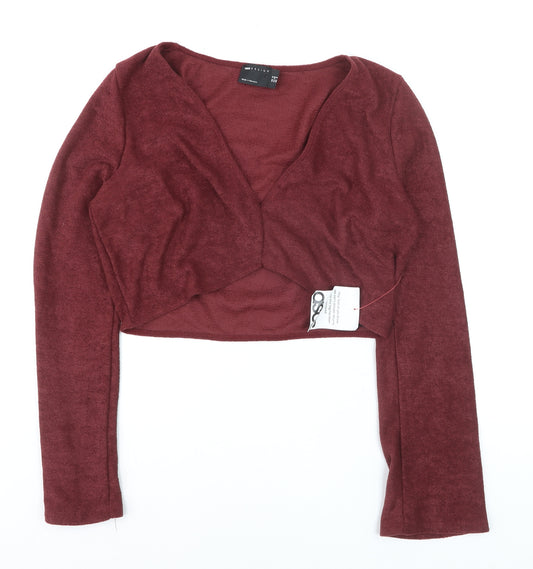 ASOS DESIGN Women's Red V-Neck Cropped Cardigan UK 12