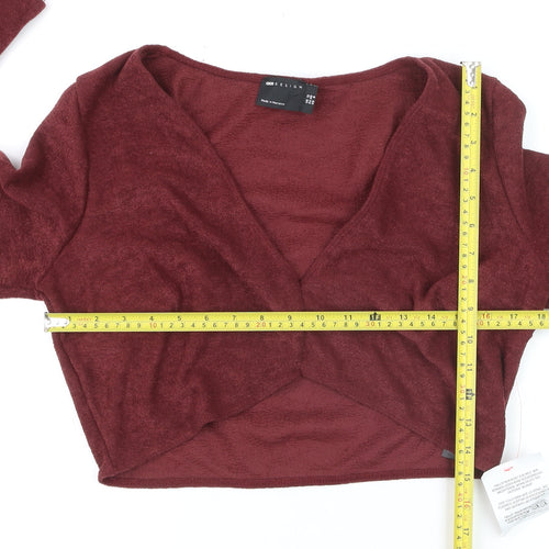 ASOS DESIGN Women's Red V-Neck Cropped Cardigan UK 12