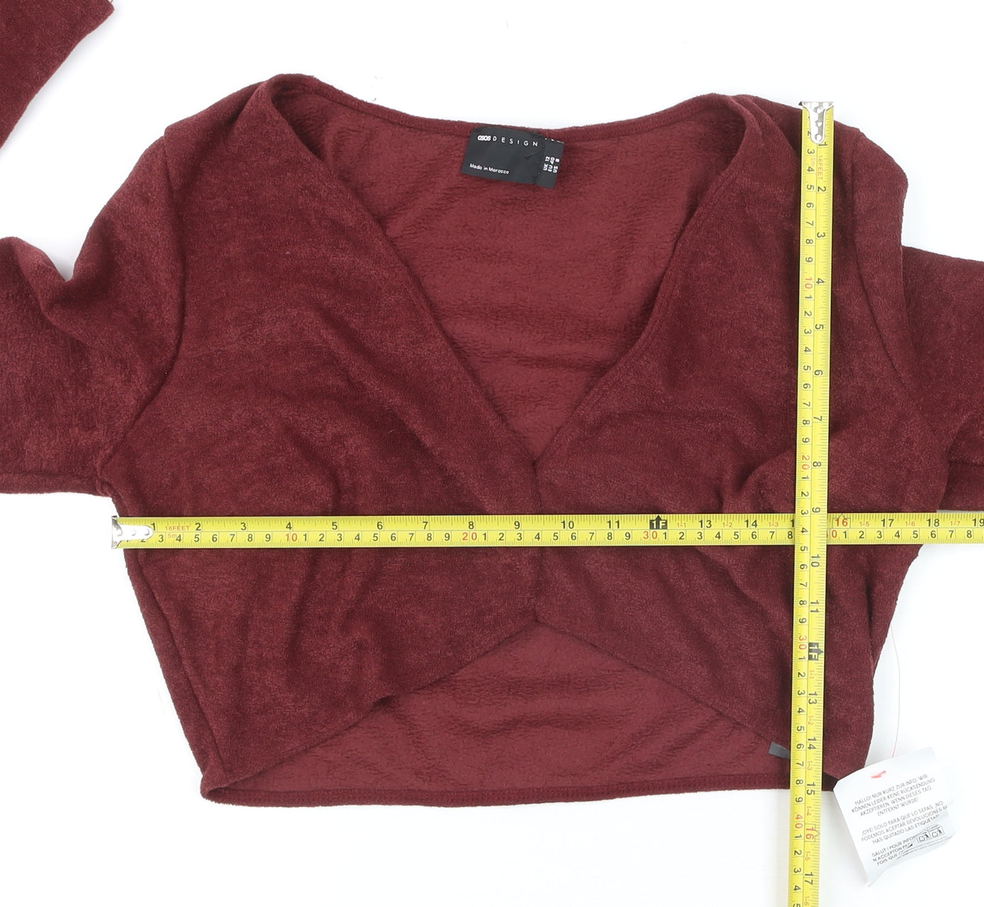 ASOS DESIGN Women's Red V-Neck Cropped Cardigan UK 12