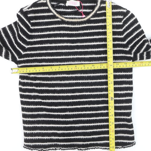 Savida Girls Black & White Striped Pullover Jumper Medium Knitwear