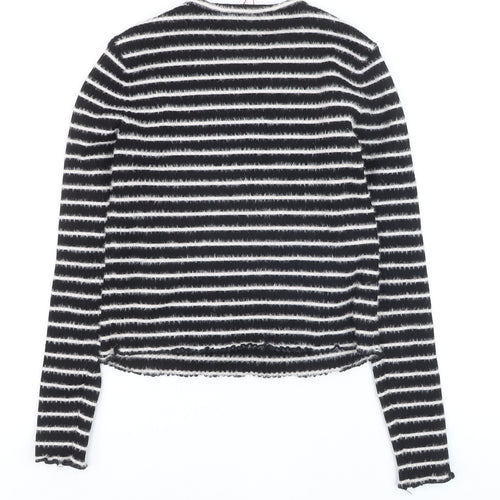 Savida Girls Black & White Striped Pullover Jumper Medium Knitwear