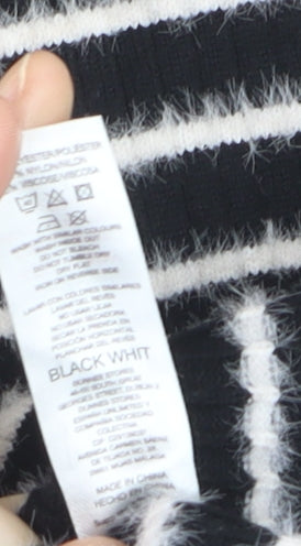 Savida Girls Black & White Striped Pullover Jumper Medium Knitwear