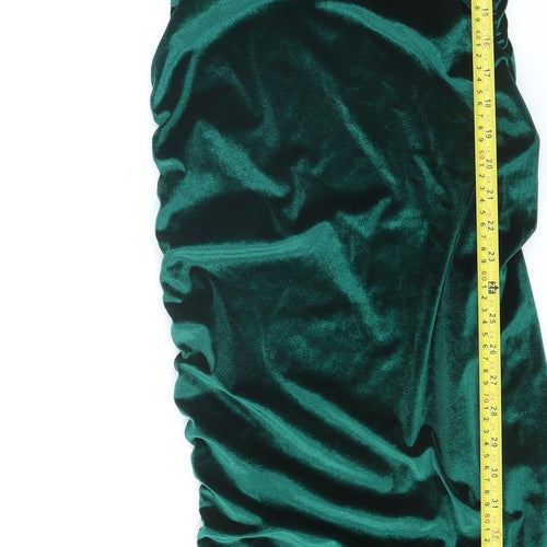 PrettyLittleThing Women Green One Shoulder Velvet Bodycon Dress Size 10