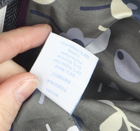 Boden Women Grey Wool Blend Herringbone Blazer Jacket UK 10