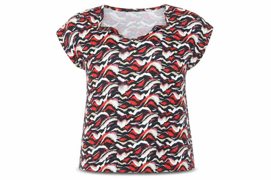 Front view of Dunnes Women’s Multicoloured V-Neck Cotton Modal T-Shirt L