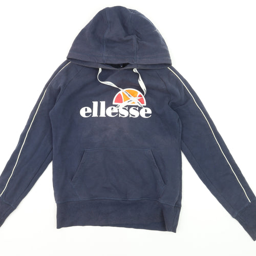 Ellesse Mens Blue Pullover Hoodie Size M Logo Fleece Sweatshirt