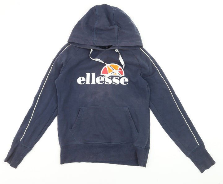 Ellesse Mens Blue Pullover Hoodie Size M Logo Fleece Sweatshirt