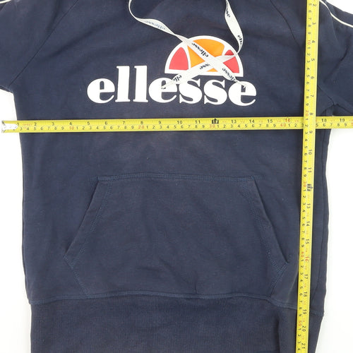 Ellesse Mens Blue Pullover Hoodie Size M Logo Fleece Sweatshirt