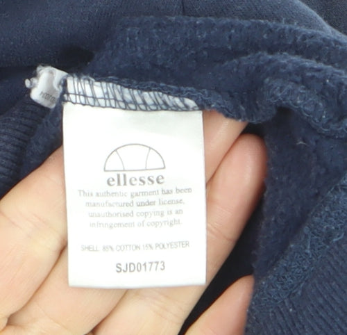 Ellesse Mens Blue Pullover Hoodie Size M Logo Fleece Sweatshirt