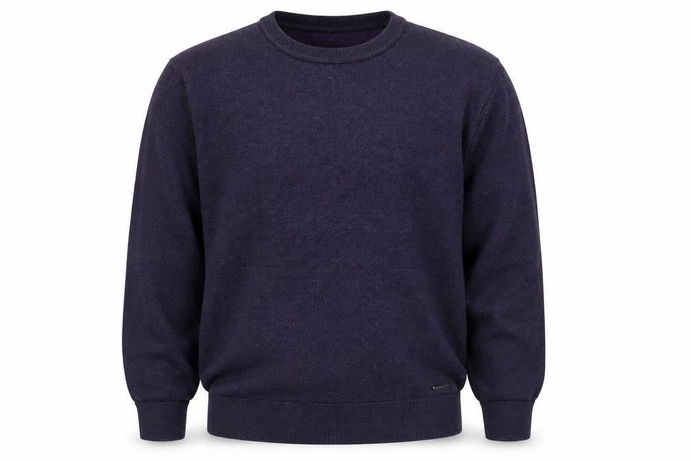 Front view of Bugatti Men’s Purple Wool Mix Crew Neck Jumper, size 2XL