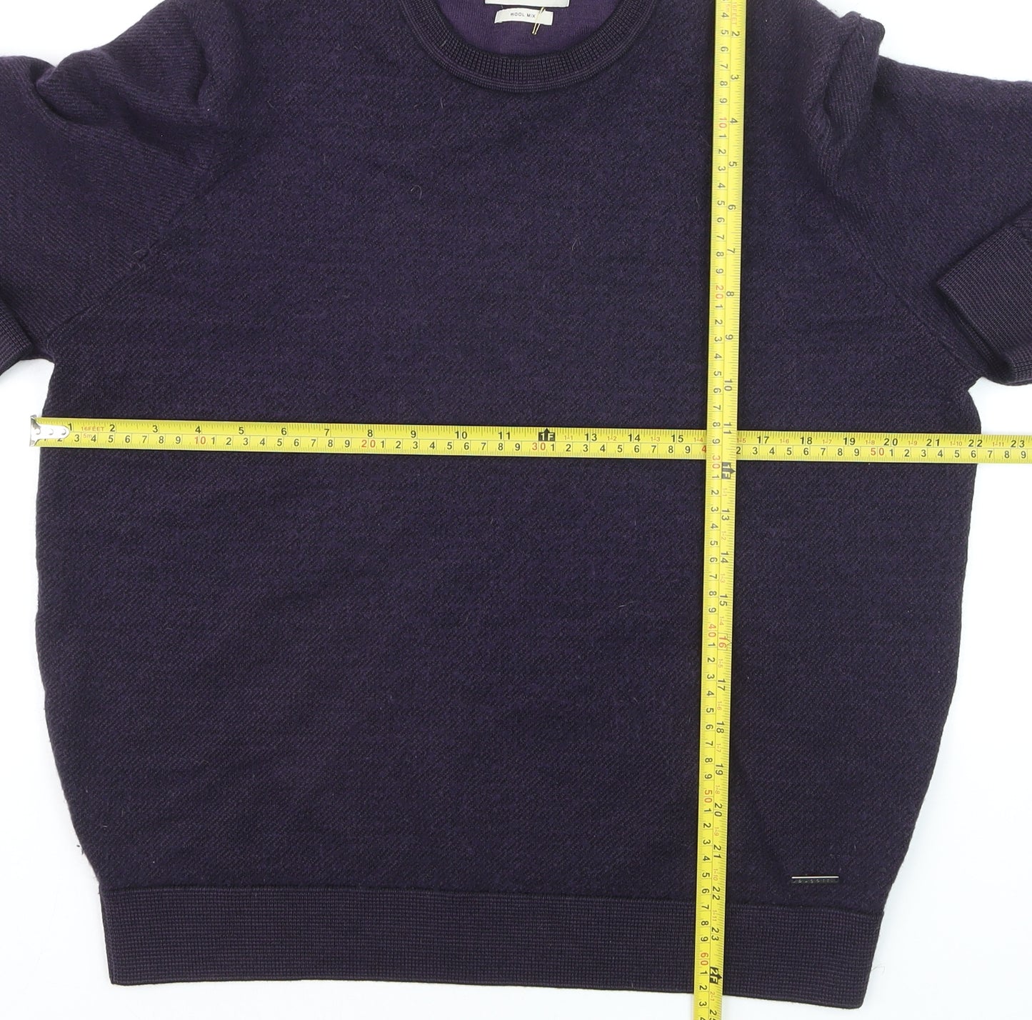 Bugatti Men’s Purple Wool Mix Crew Neck Jumper Size 2XL