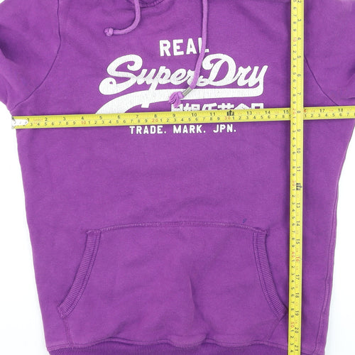 Superdry Men's Purple Pullover Hoodie Medium Graphic Logo Fleece