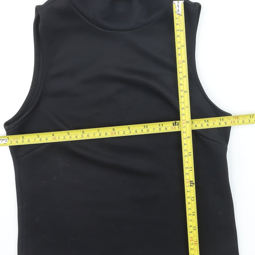 Zara Women Black Cropped High Neck Sleeveless Tank Top S