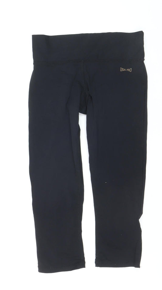 USA Pro Womens Black Capri Leggings Size 10 Gym Yoga Activewear