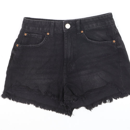 Primark Women’s Black Denim Cut-Off Shorts Size 6 High Rise