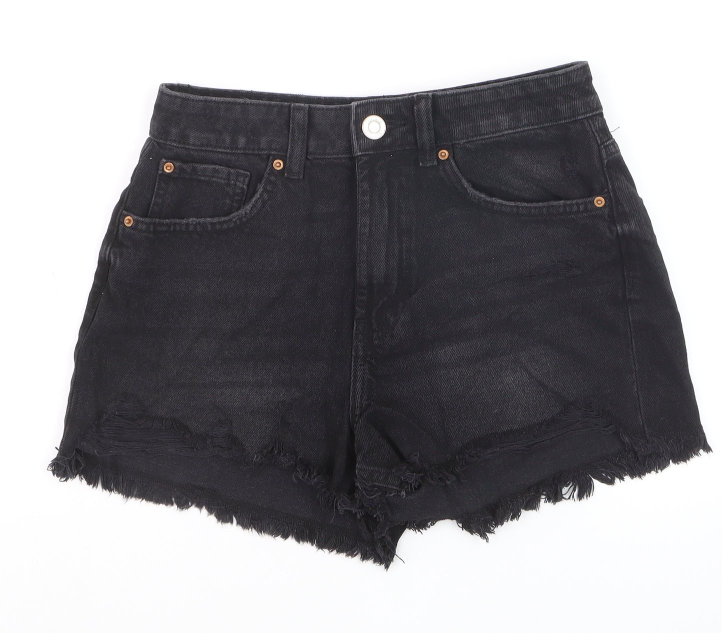 Primark Women’s Black Denim Cut-Off Shorts Size 6 High Rise