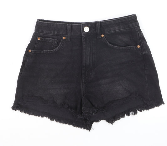 Primark Women’s Black Denim Cut-Off Shorts Size 6 High Rise
