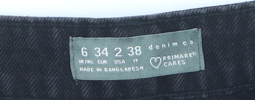 Primark Women’s Black Denim Cut-Off Shorts Size 6 High Rise