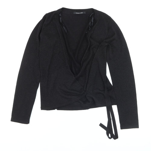 Dunnes Stores Women’s Black Wrap Jumper Small Knit Long Sleeve