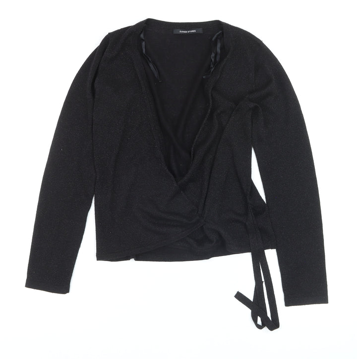 Dunnes Stores Women’s Black Wrap Jumper Small Knit Long Sleeve