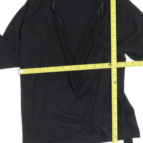 Dunnes Stores Women’s Black Wrap Jumper Small Knit Long Sleeve