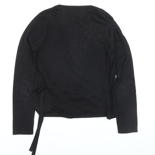 Dunnes Stores Women’s Black Wrap Jumper Small Knit Long Sleeve