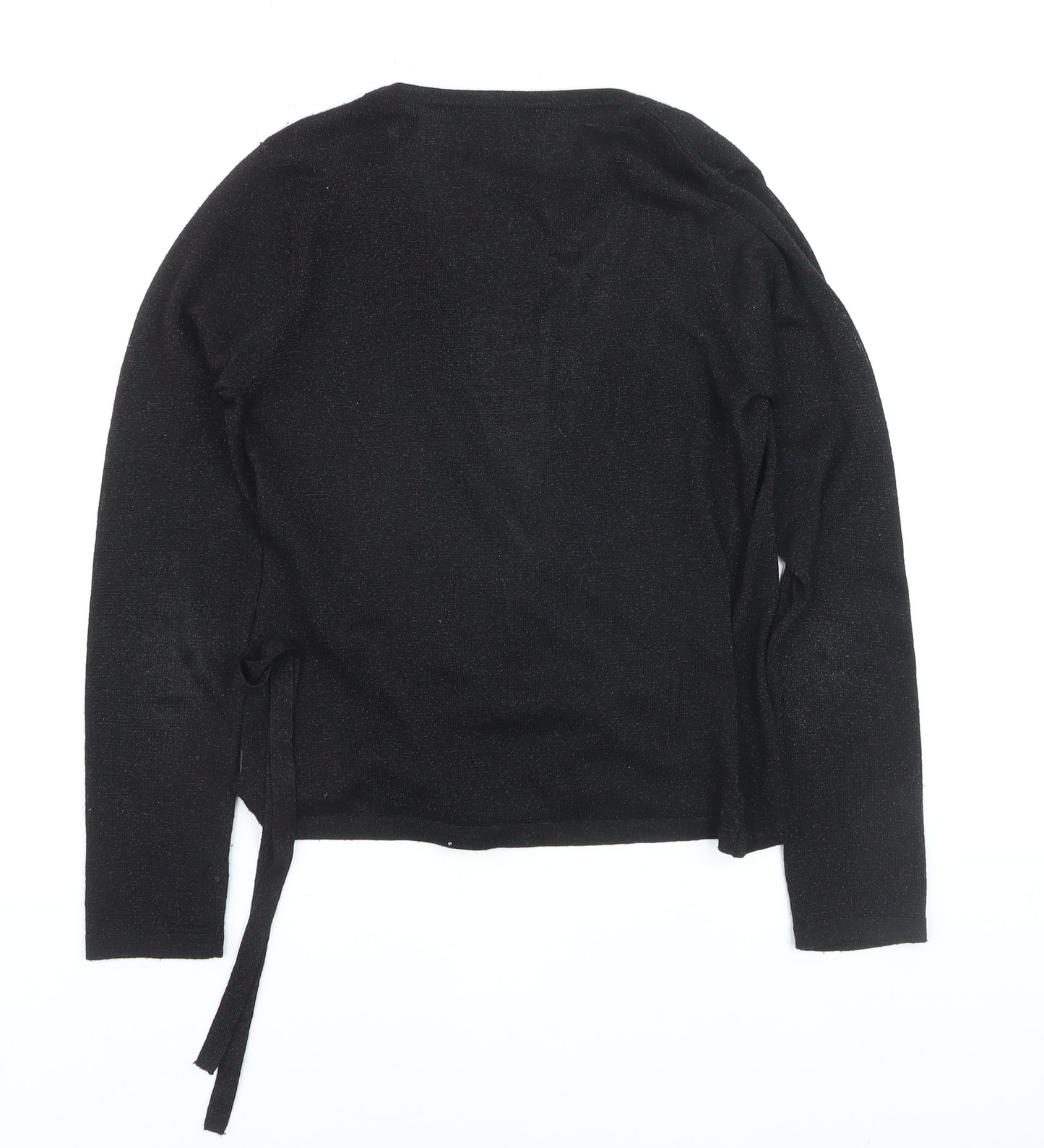 Dunnes Stores Women’s Black Wrap Jumper Small Knit Long Sleeve