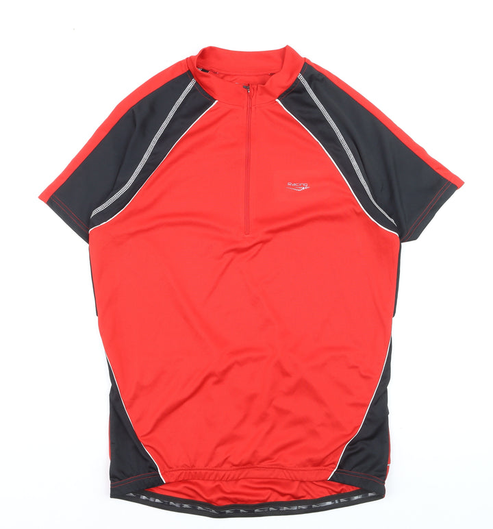 Crivit Men's Red Cycling Jersey L Short Sleeve 1/4 Zip Reflective