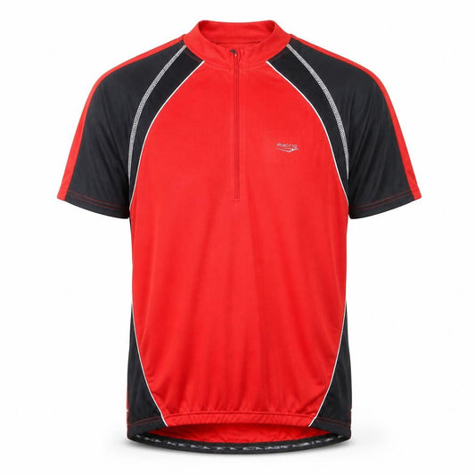 Crivit Men's Red Cycling Jersey L Short Sleeve 1/4 Zip Reflective