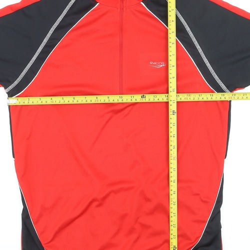 Crivit Men's Red Cycling Jersey L Short Sleeve 1/4 Zip Reflective