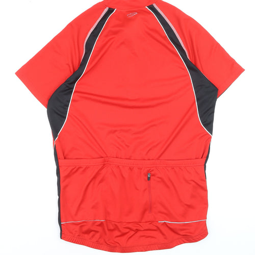 Crivit Men's Red Cycling Jersey L Short Sleeve 1/4 Zip Reflective